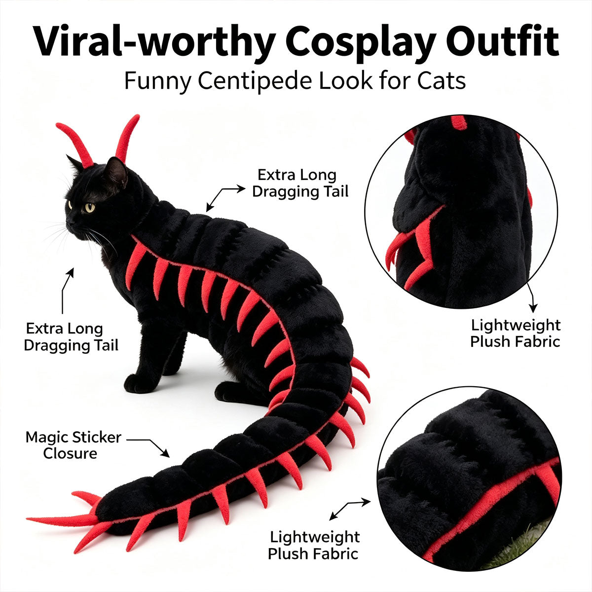 Halloween Cat Costume, Centipede Style Cat Outfit
