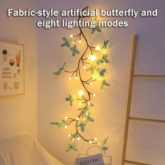 Drawelry LED Willow Vines Light DIY Enchanted Willow Vine Lights with Butterfly Butterfly Lights Indoor Wall (36 Lights (5.3ft))