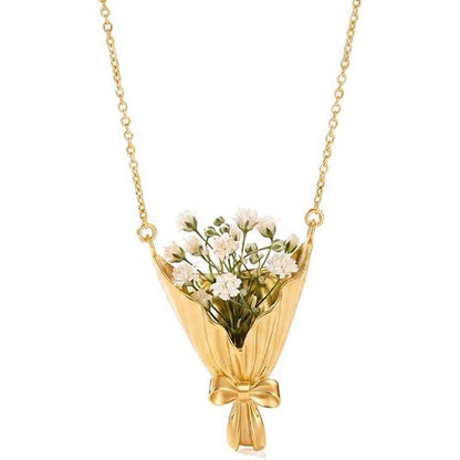 Diy flower bouquet necklace,Wearable flowers necklaces,Vase chain for insert real or dried flowers, Handmade customized gifts