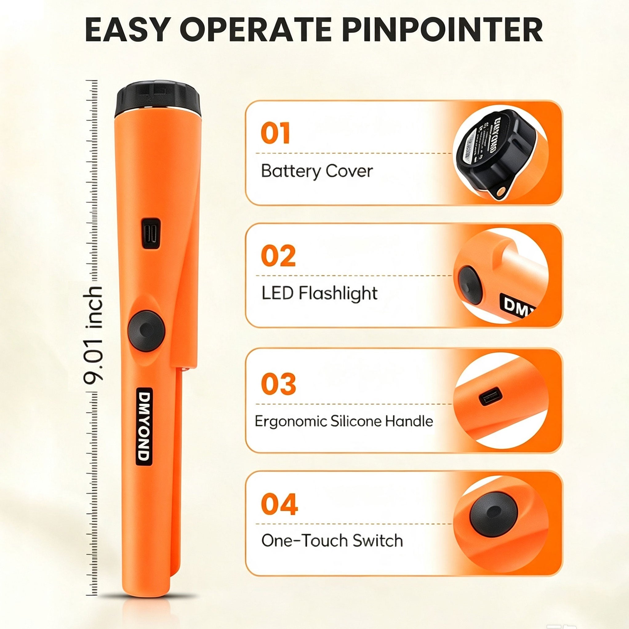 Metal Detector Pinpointer - Waterproof Handheld Pin Pointer Wand - Search Treasure Pinpointing Finder Probe for Kids & Adults