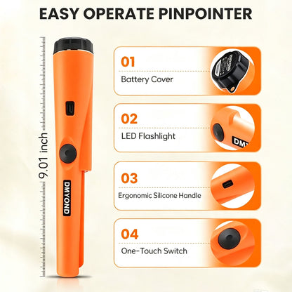 Metal Detector Pinpointer - Waterproof Handheld Pin Pointer Wand - Search Treasure Pinpointing Finder Probe for Kids & Adults