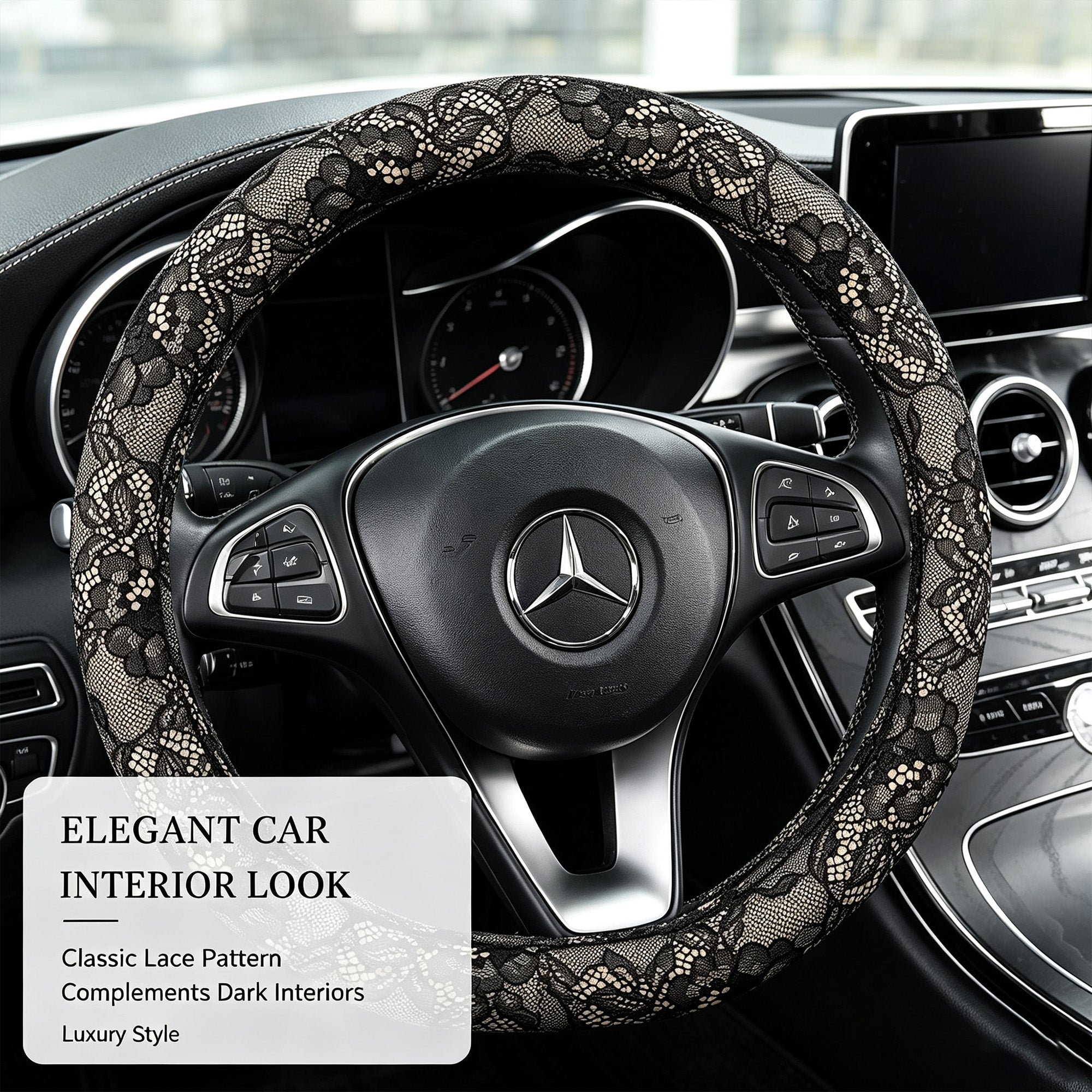 Car Wheel Cover 15 Inches Lace Pattern Anti-Slip Interior Decor