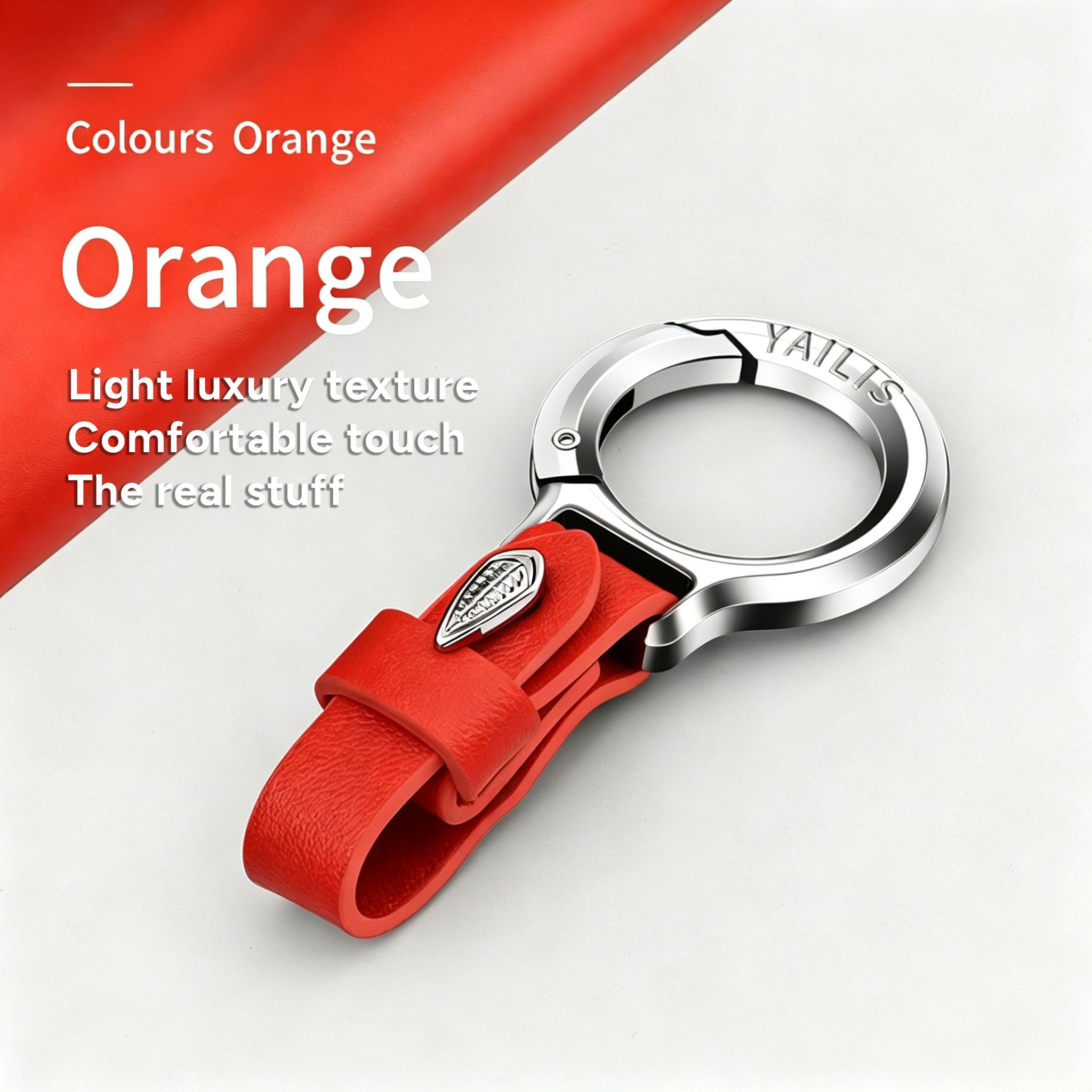 Detach Metal Key Ring with Luxurious Leather Strap  Holder Stylish Key Chain
