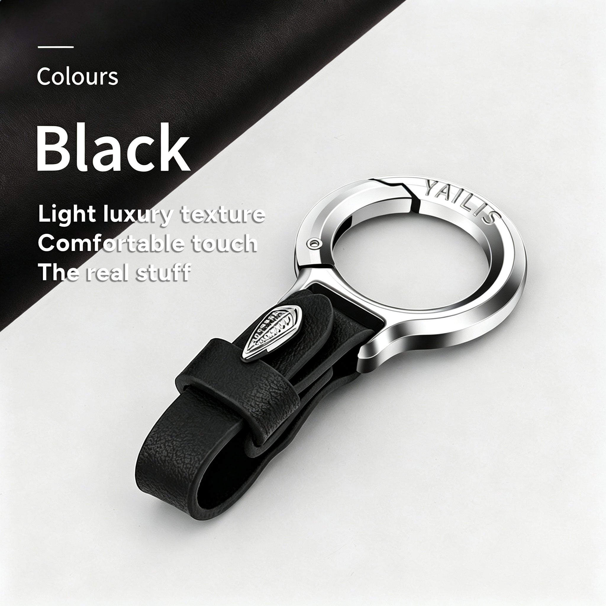 Detach Metal Key Ring with Luxurious Leather Strap  Holder Stylish Key Chain