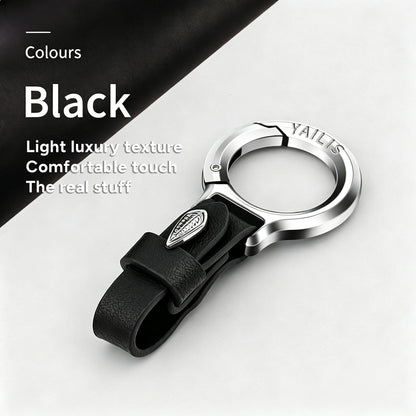 Detach Metal Key Ring with Luxurious Leather Strap  Holder Stylish Key Chain
