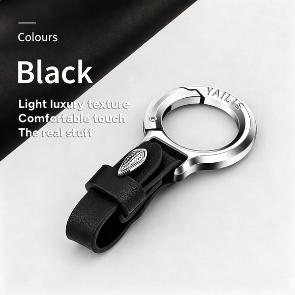 Detach Metal Key Ring with Luxurious Leather Strap  Holder Stylish Key Chain