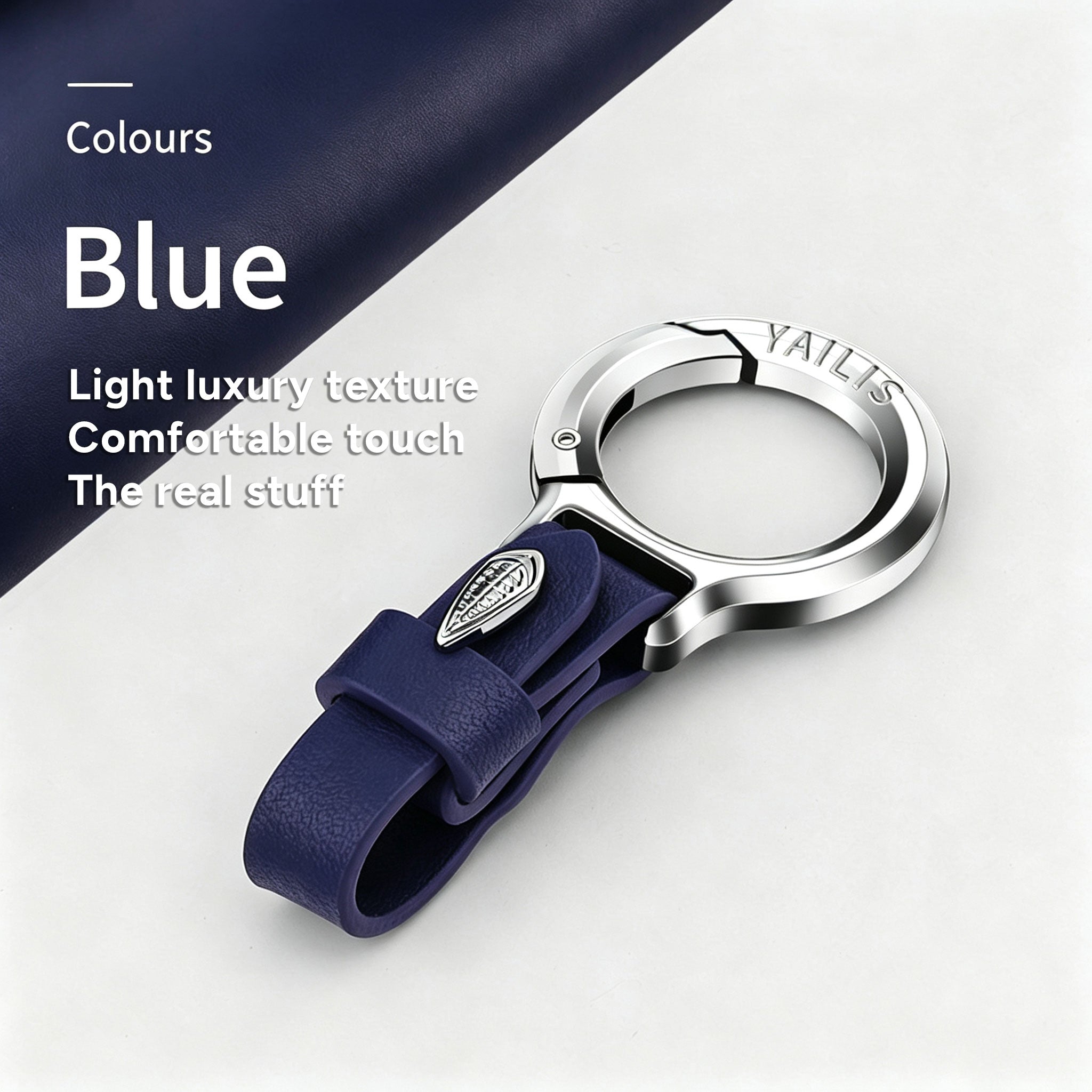 Detach Metal Key Ring with Luxurious Leather Strap  Holder Stylish Key Chain
