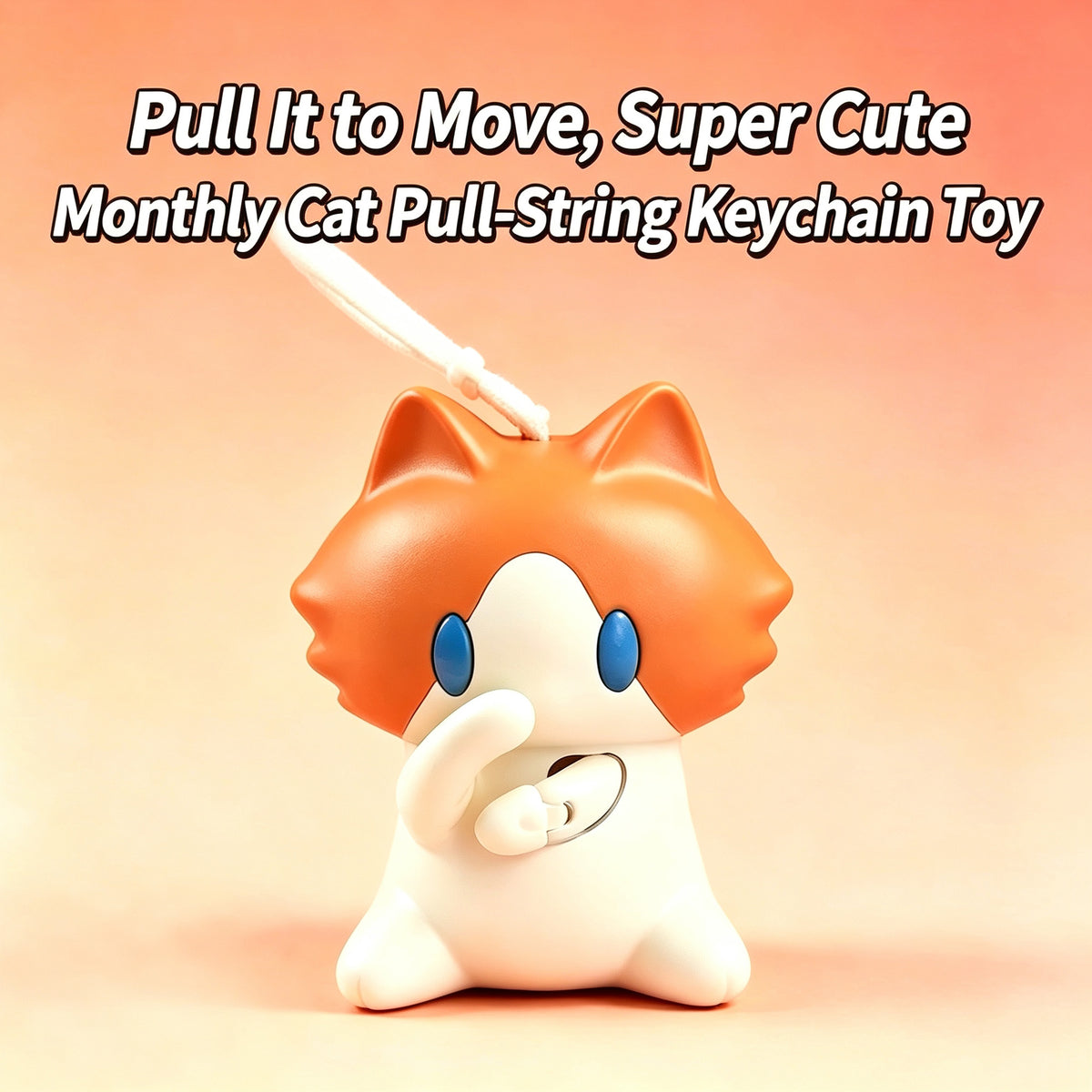 Pull It to Move, Super Cute Monthly Cat Pull-String Keychain Toy