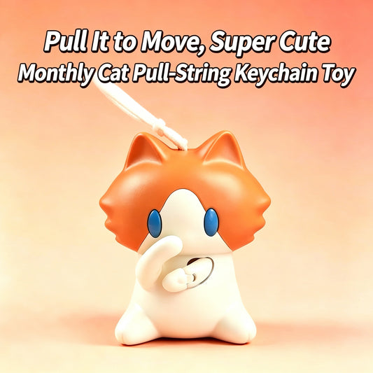 Pull It to Move, Super Cute Monthly Cat Pull-String Keychain Toy