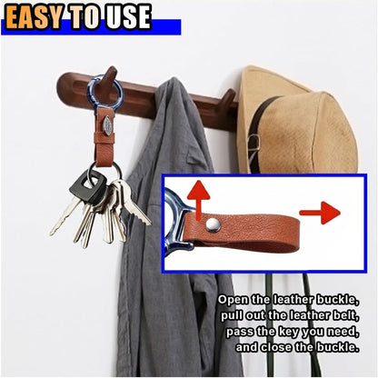 Detach Metal Key Ring with Luxurious Leather Strap  Holder Stylish Key Chain