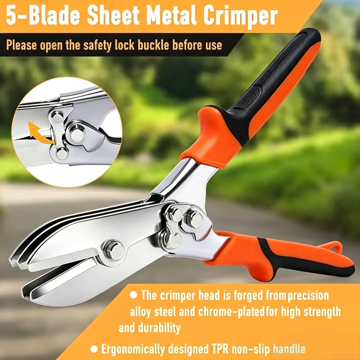 Mutt Tools Pipe Crimper Tool 5 Blade Duct Crimper for HVAC Metal