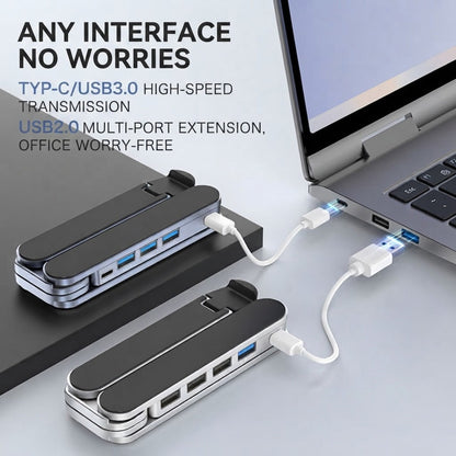 Ultra Compact Laptop Stand with 5 USB Ports for Travel, Library, Home, Office, Cafe