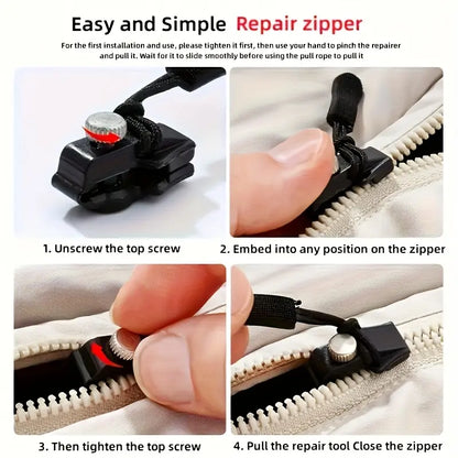 15 Pcs Universal Zipper Repair Kit - 3 Different Size Replacement Zipper