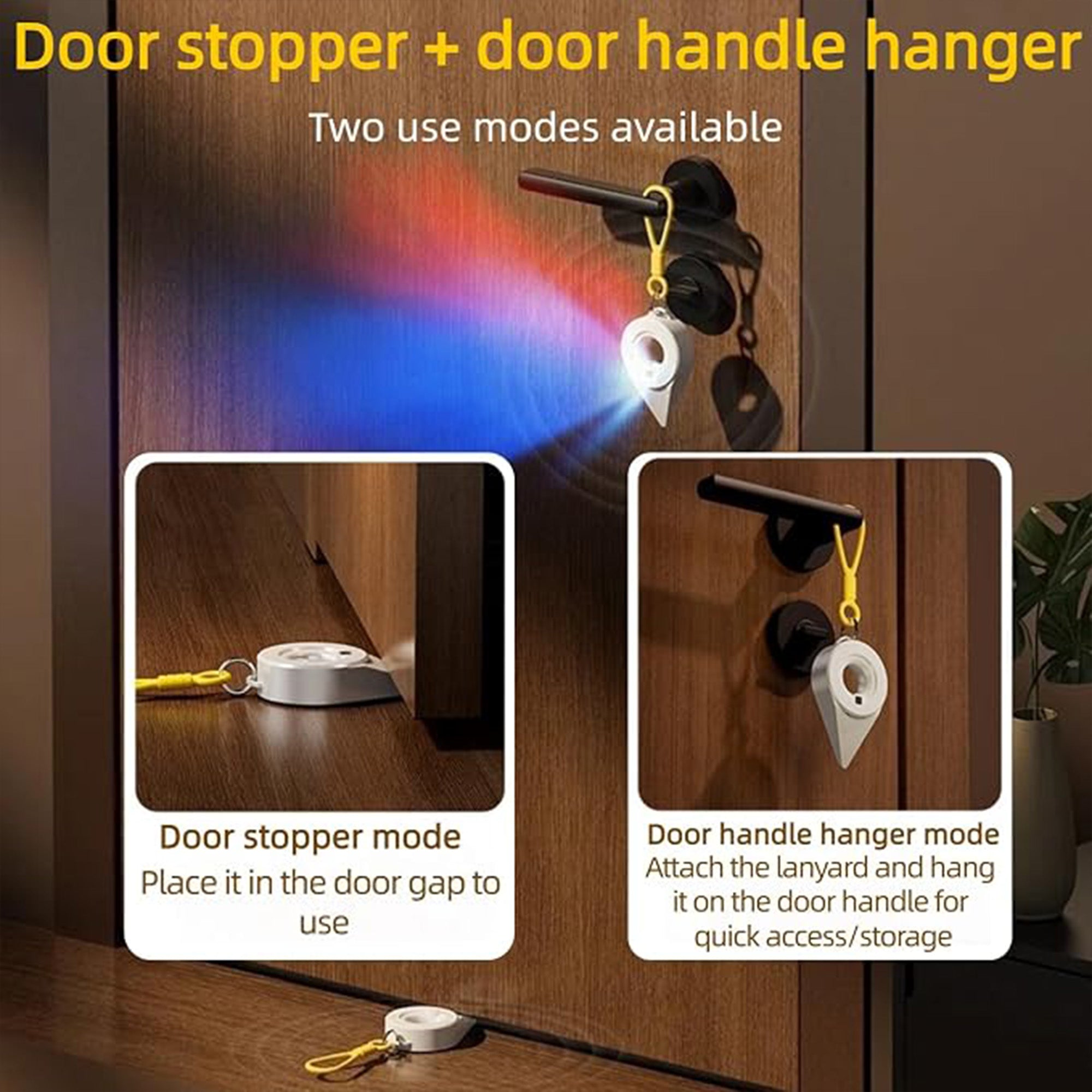 Portable Door Lock with Alarm for Travel  2-in-1 No Drill Door Stoppers for Home