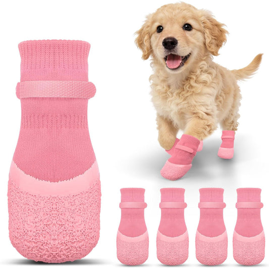 4Pcs Dog Paw Protector Booties with Adjustable Straps