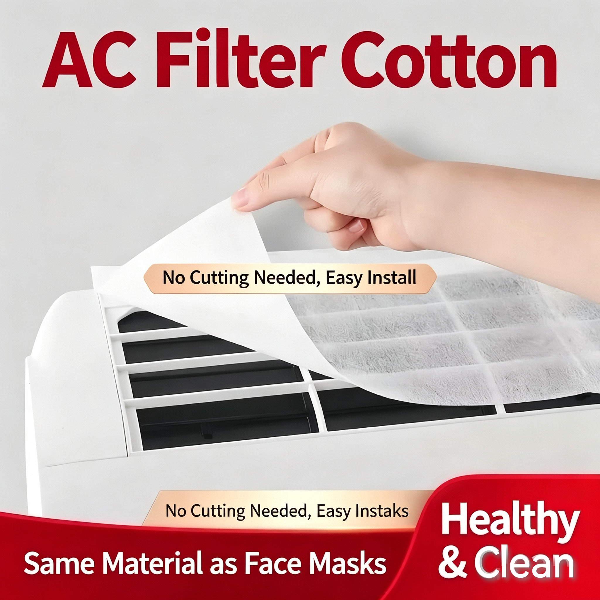 50 Sheets/Pck AC Filter Cotton, Ultra-Thin Dustproof Filter For Wall-Mounted Air Intake