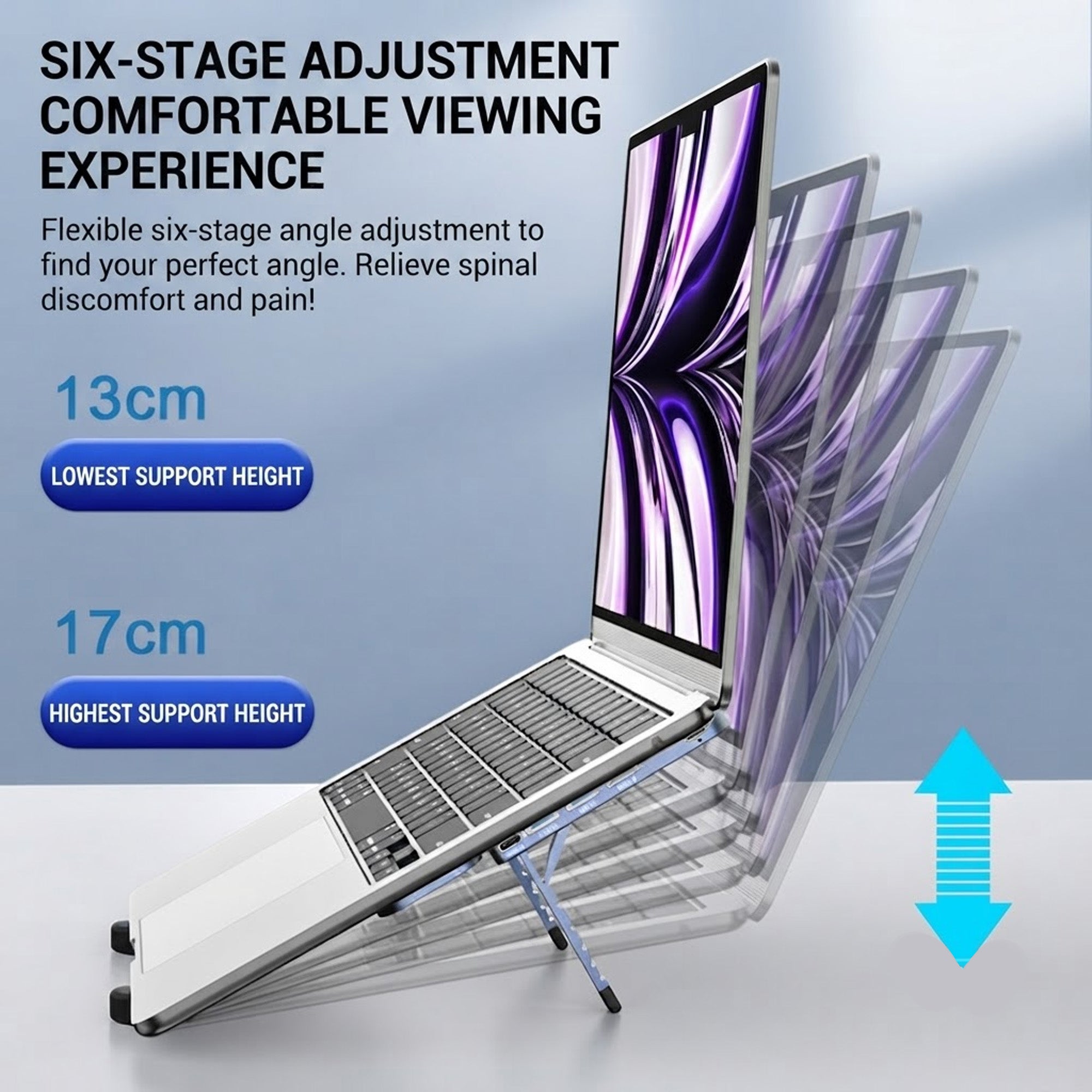 Ultra Compact Laptop Stand with 5 USB Ports for Travel, Library, Home, Office, Cafe