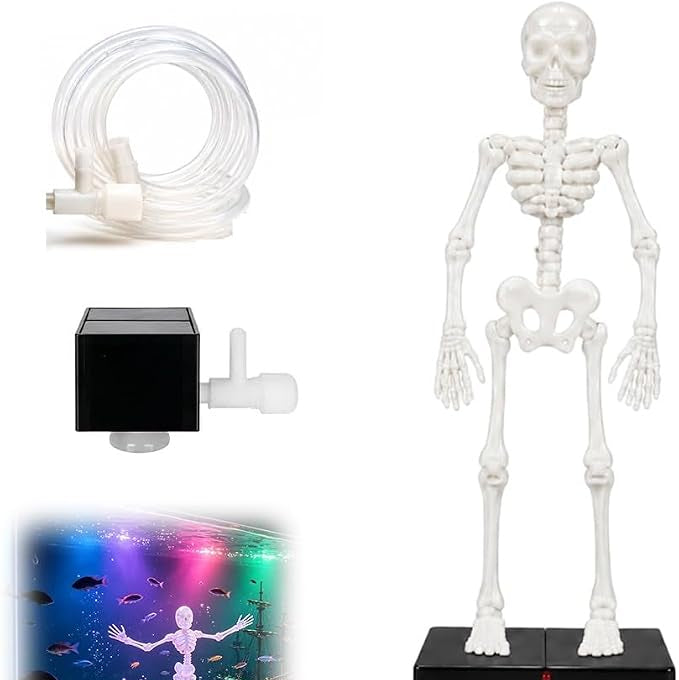 Dancing Skeleton Aquarium Decoration  Halloween Fish Tank Decor with Bubble Effect