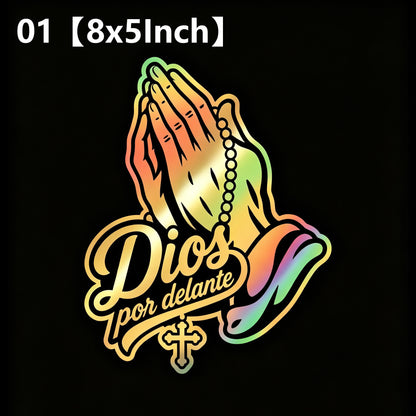 "Dios por delante" Iridescent Car Stickers
