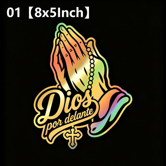 "Dios por delante" Iridescent Car Stickers