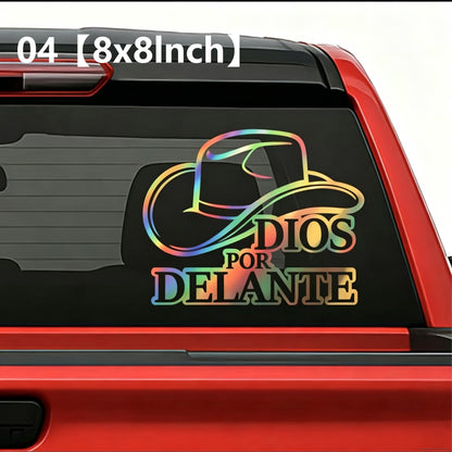 "Dios por delante" Iridescent Car Stickers