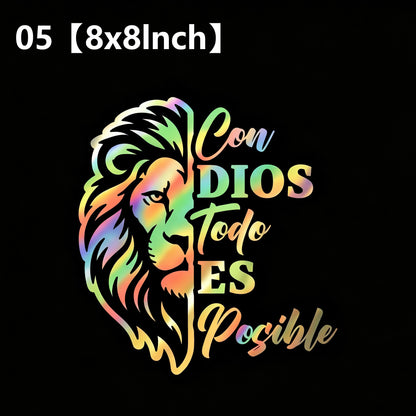 "Dios por delante" Iridescent Car Stickers