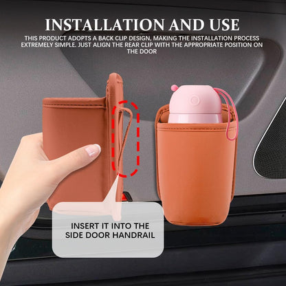 Clip On Leather Cup Holder for Cars