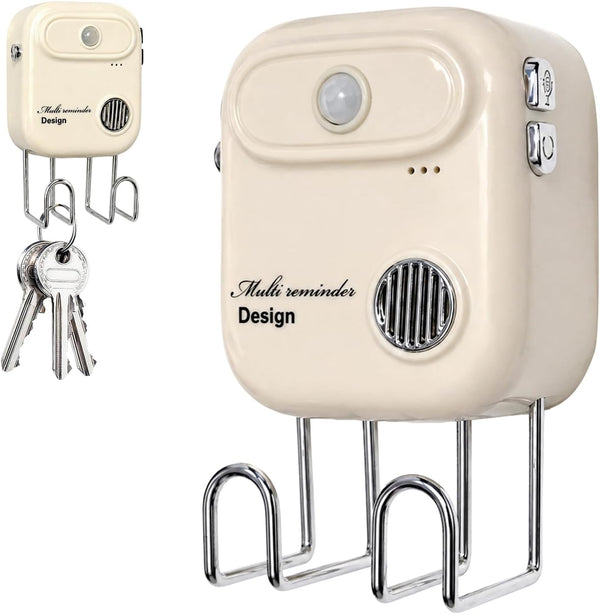 Door Exit Reminder with Key Holder, Recordable Voice Reminder, Motion-Activated