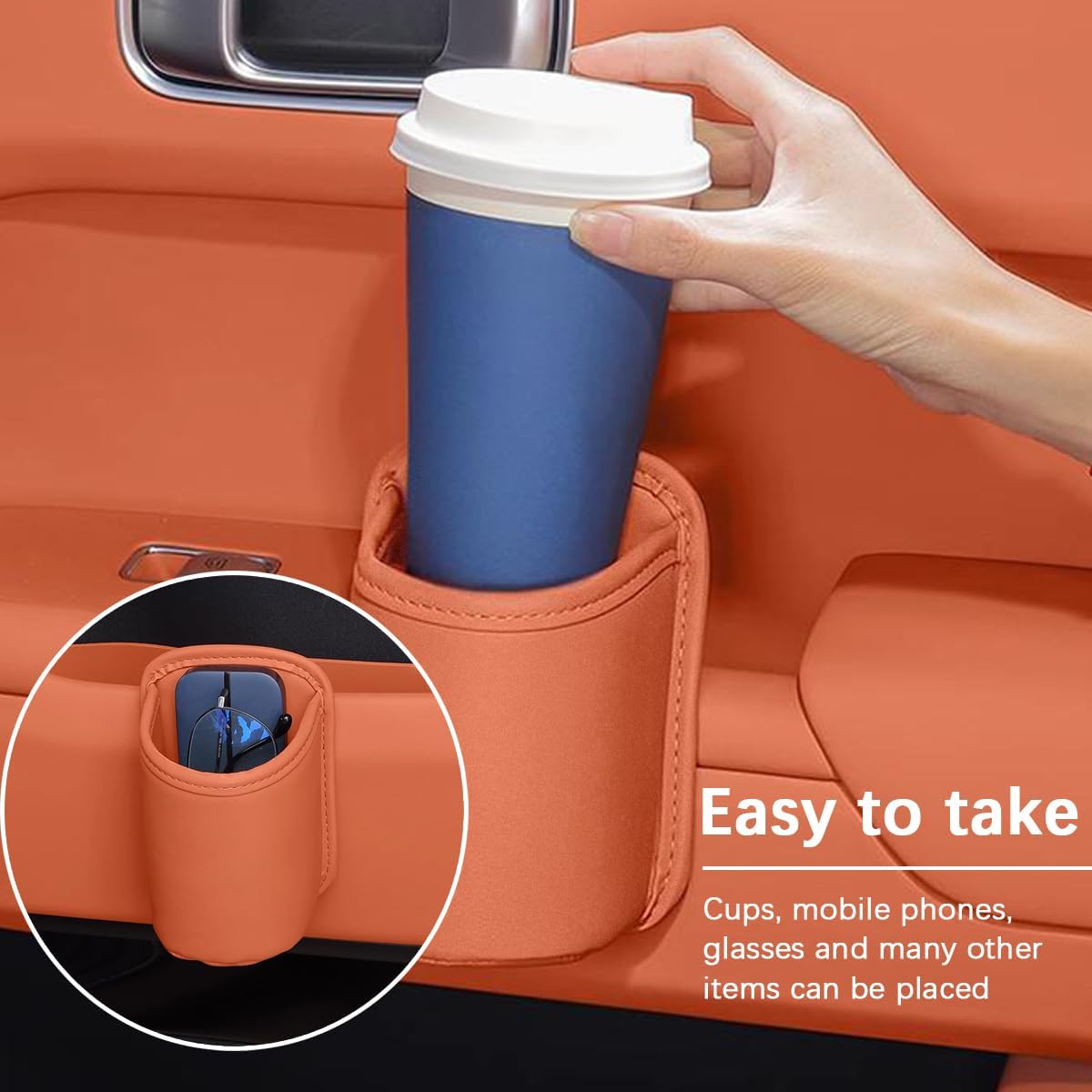 Clip On Leather Cup Holder for Cars