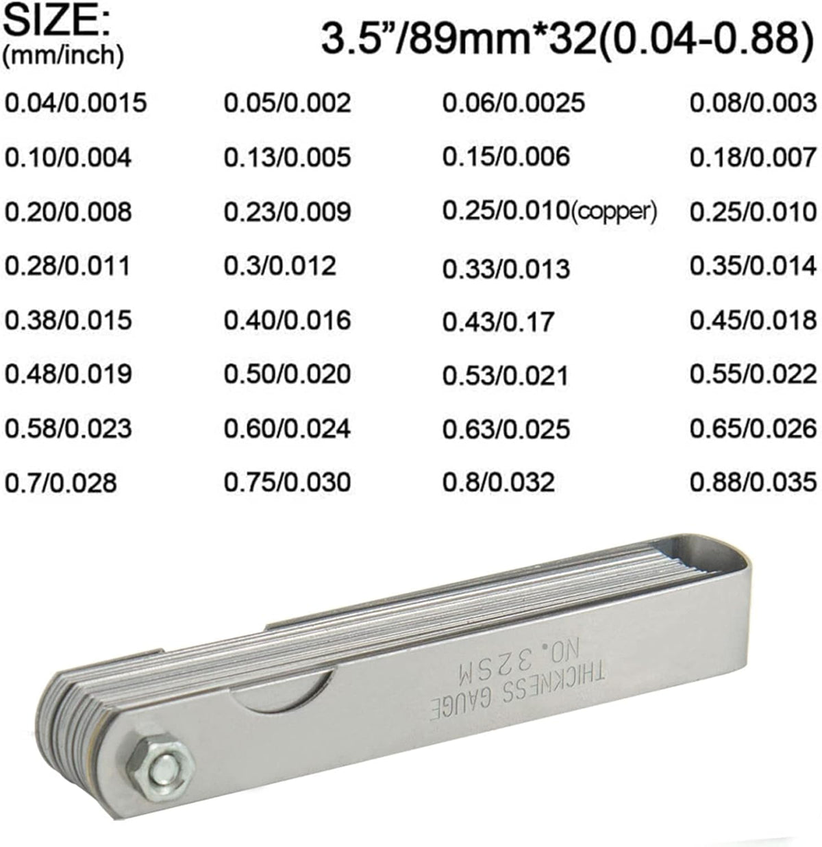 Spark Plug Gapping Tool with 32 Blade Steel Feeler Gauge