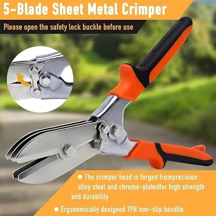 Mutt Tools Pipe Crimper Tool 5 Blade Duct Crimper for HVAC Metal