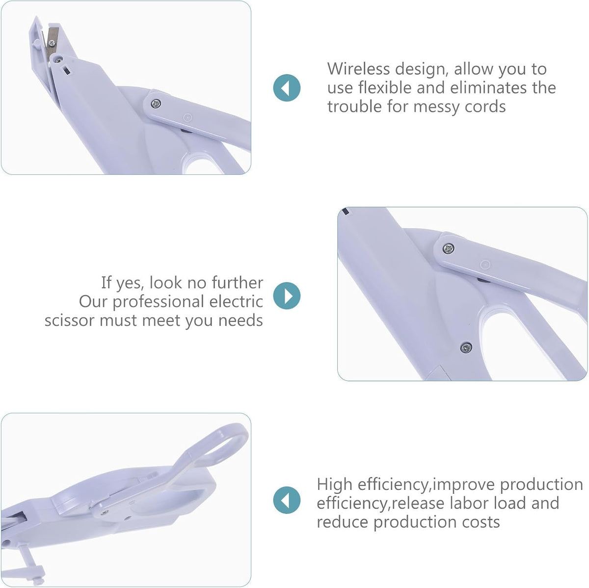 Stainless Steel Blades Electric Fabric Scissors Cordless Multi-Angle Cutting Tool