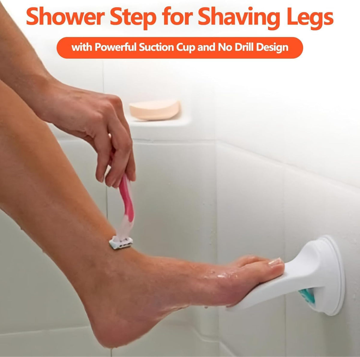 Shower Foot Rest for Shaving Legs, No-Hole Design, Strong Suction Cup