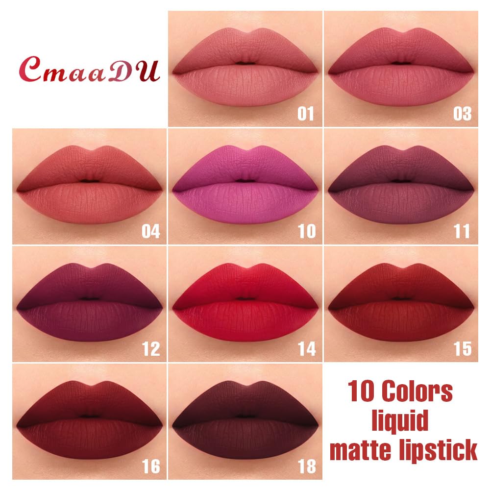 10Pcs Liquid Matte Matt Lipstick Set 24 hour Waterproof Lip Gloss