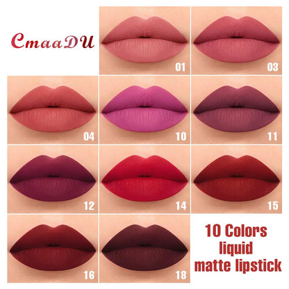 10Pcs Liquid Matte Matt Lipstick Set 24 hour Waterproof Lip Gloss
