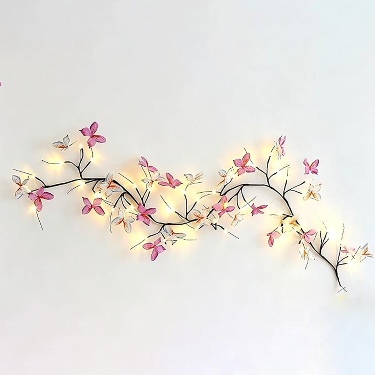 Drawelry LED Willow Vines Light DIY Enchanted Willow Vine Lights with Butterfly Butterfly Lights Indoor Wall (36 Lights (5.3ft))