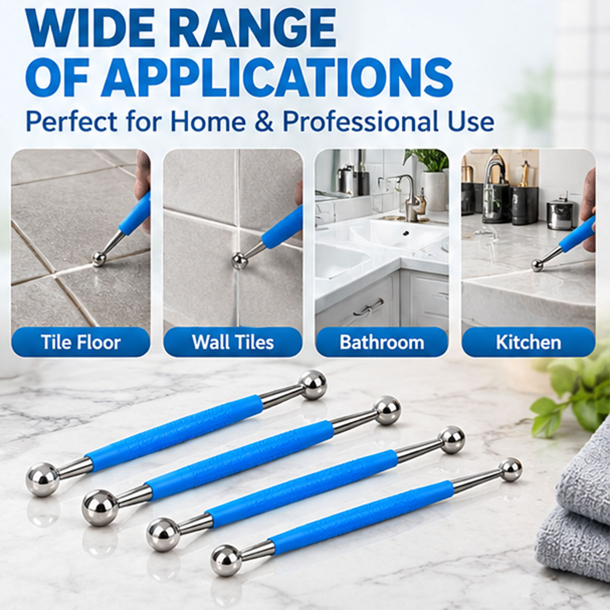 4-Piece Metal Ball-Tip Grouting Tool Set