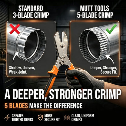 Mutt Tools Pipe Crimper Tool 5 Blade Duct Crimper for HVAC Metal