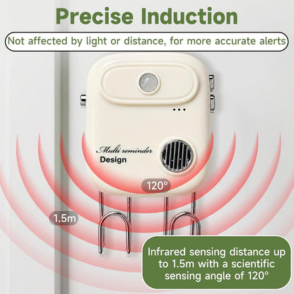 Door Exit Reminder with Key Holder, Recordable Voice Reminder, Motion-Activated