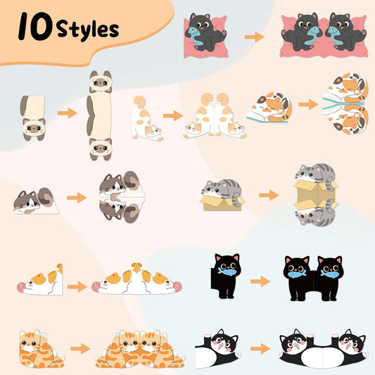 10 Pcs Cute Cartoon Cat Magnetic Bookmarks
