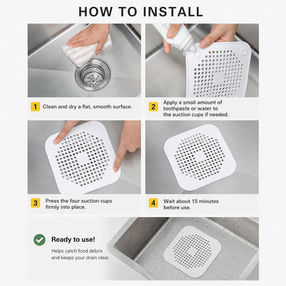 Floor Drain Pad With Suction Pad Kitchen Bathroom Anti Clogging Hair