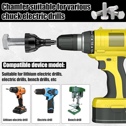 Deburring External Chamfer Tool 3 Carbide Blades Quick Release 1/4 Inch Hex Shank