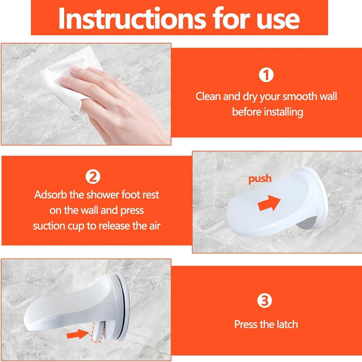 Shower Foot Rest for Shaving Legs, No-Hole Design, Strong Suction Cup