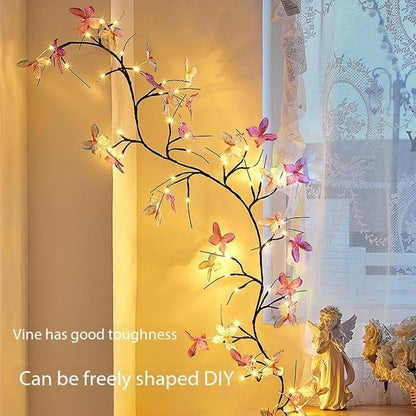 Drawelry LED Willow Vines Light DIY Enchanted Willow Vine Lights with Butterfly Butterfly Lights Indoor Wall (36 Lights (5.3ft))