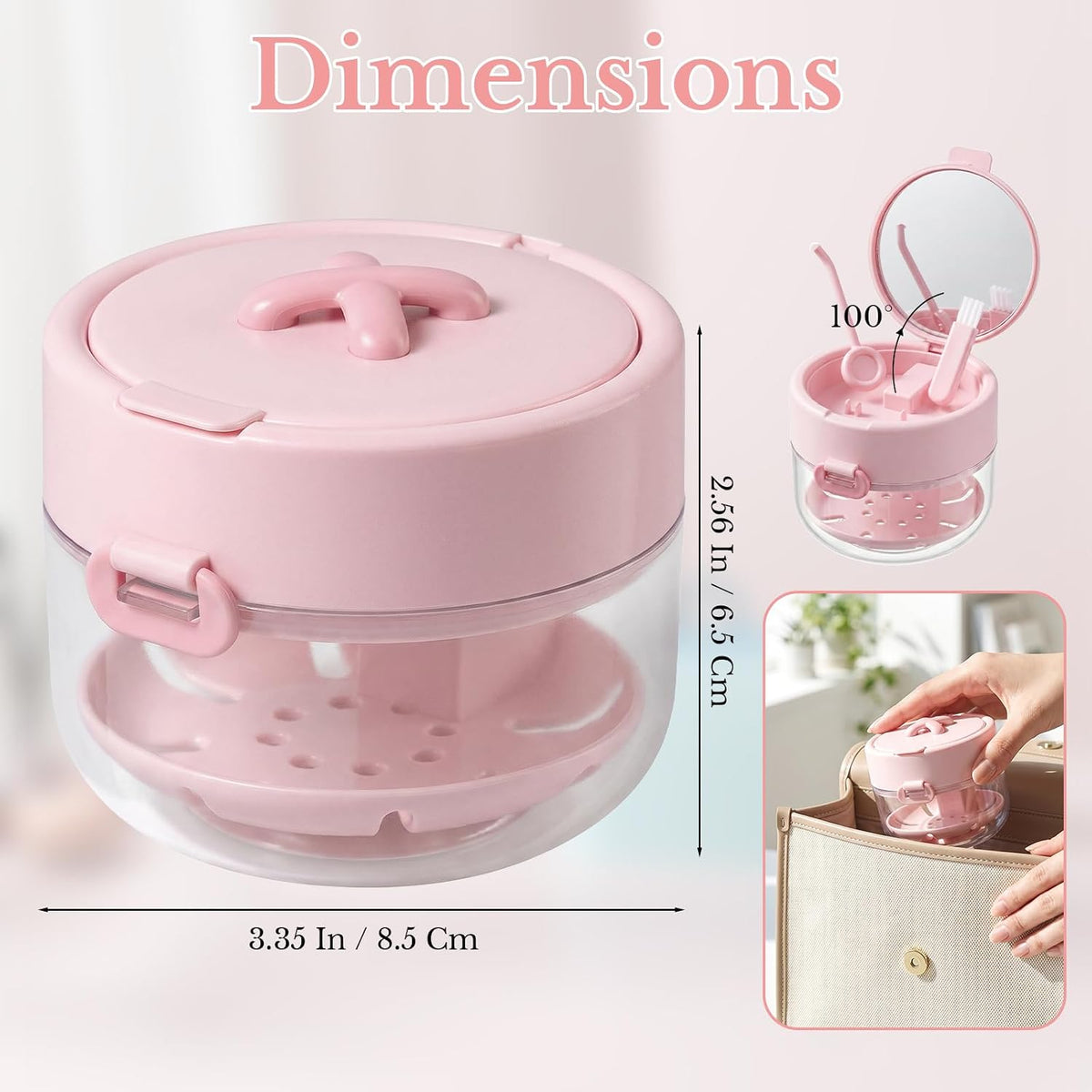 3-in-1 Denture Bath Box with Leak Proof