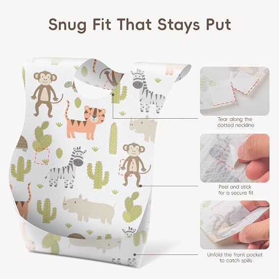 30 Packs Disposable Baby Bibs for Baby Boys and Girls