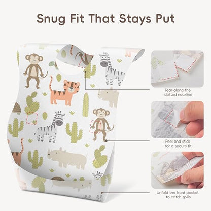 30 Packs Disposable Baby Bibs for Baby Boys and Girls