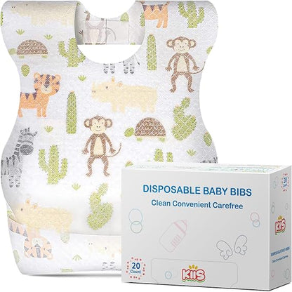 30 Packs Disposable Baby Bibs for Baby Boys and Girls