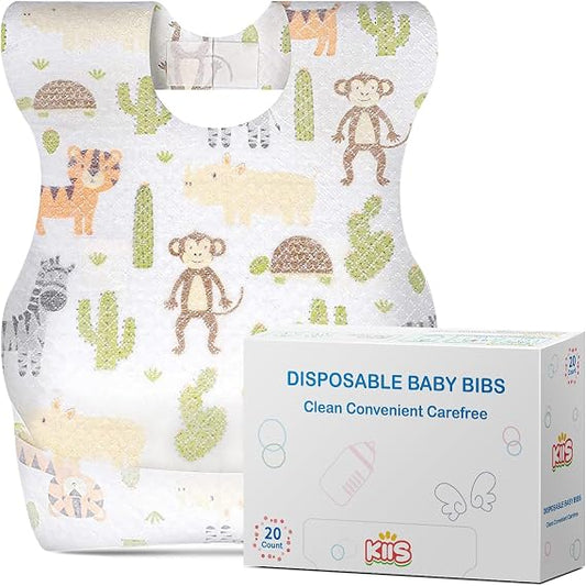 30 Packs Disposable Baby Bibs for Baby Boys and Girls