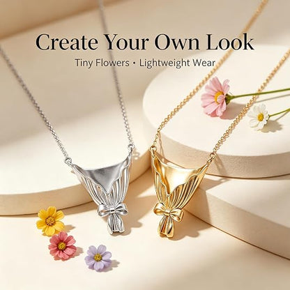 Diy flower bouquet necklace,Wearable flowers necklaces,Vase chain for insert real or dried flowers, Handmade customized gifts